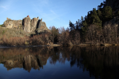 Wild river and hanging village